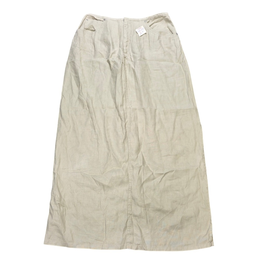Vintage Hunt Club 100% Linen Maxi Skirt Women's Size 12 Beige High Waisted NWT